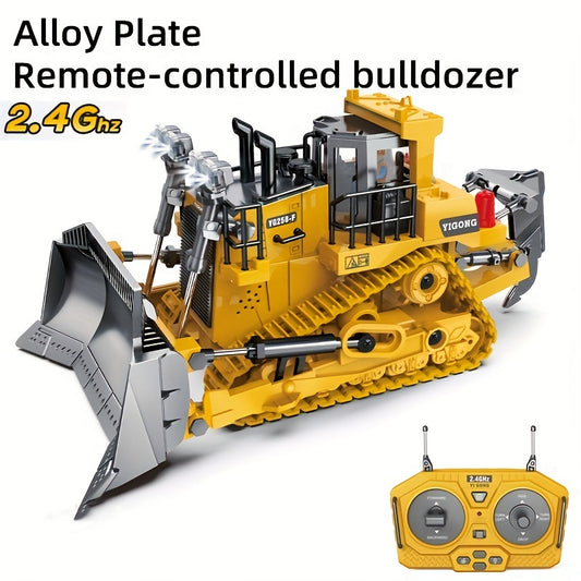 9-Kanals 2.4Ghz Skala Legering Fjärrkontroll Bulldozer med Ljus & Ljud